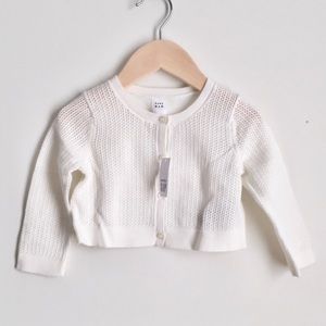 NWT Baby Gap Pointelle Knit Ivory Cardigan 12-18 m